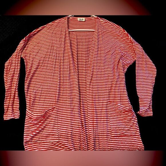 Red and White Striped Cardigan - Picture 1 of 6
